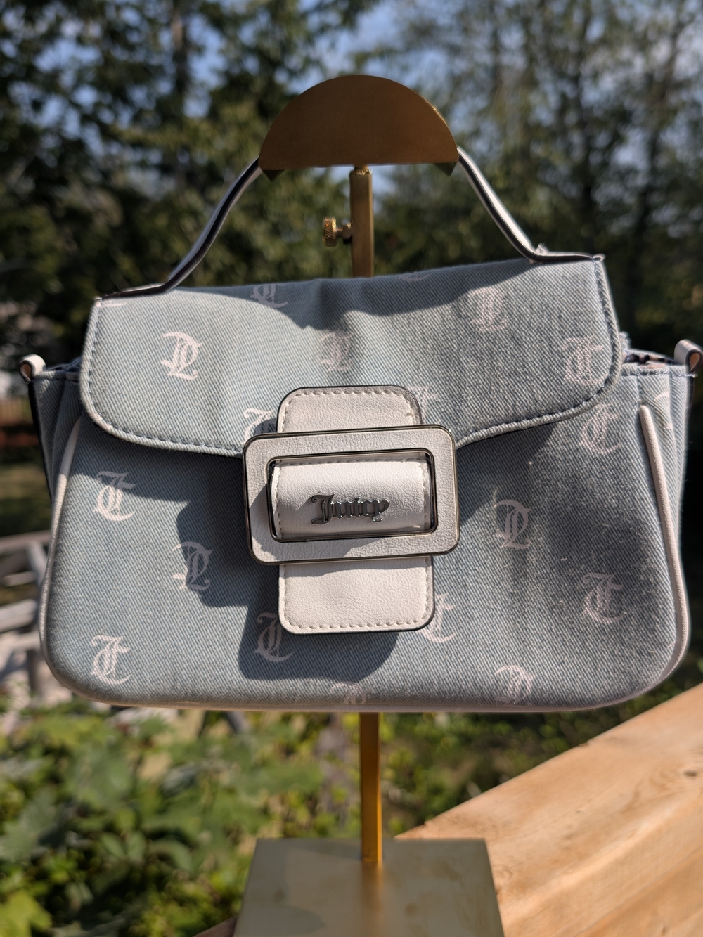 Juicy Couture Powder Blue Logo Buckle Shoulder Bag